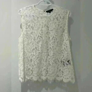 Set made in Europe white sleeveless  lace women’s top size 12
